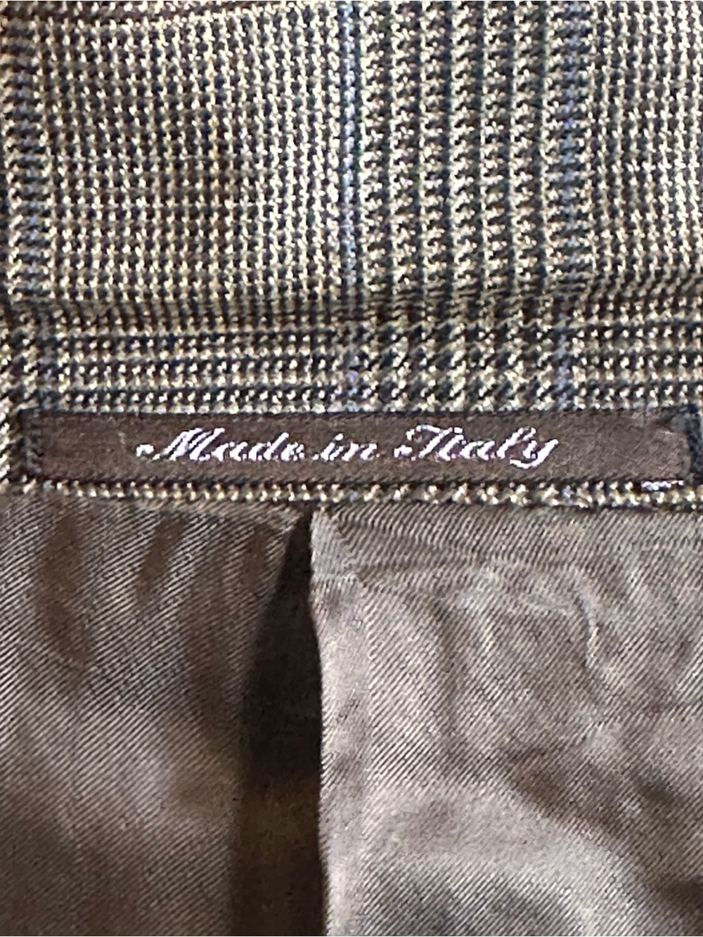 Canali Saks Fifth Avenue Glen Plaid Brown Tan Navy Men’s Sports Coat Size 44 L - Picture 7 of 13